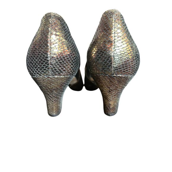 Ros Hommerson peep toe heel comfort size 10 1/2 Wide brown and gold snake skin - Picture 7 of 11